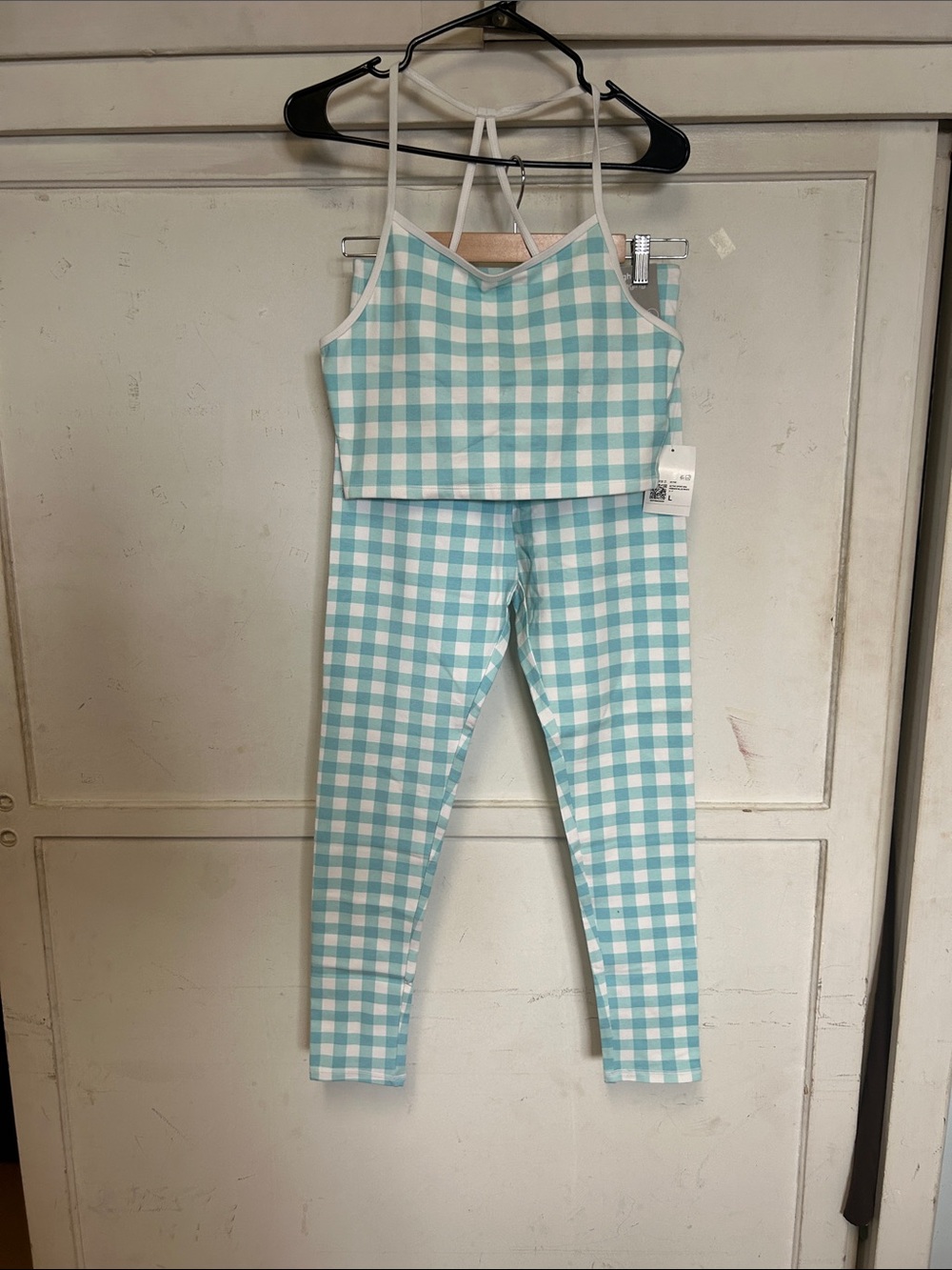 ☀️Forever 21 Mint and White Gingham Crop Top and Leggings Set ☀️